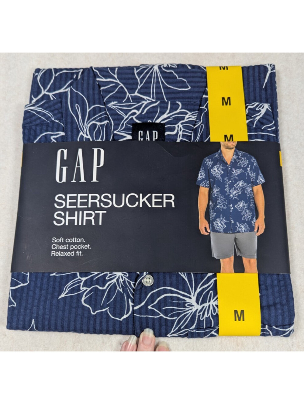 GAP - Men's - Seersucker Shirt - Medieval Blue - Short Sleeve - Size: M
